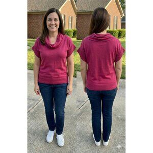 The Limited Berry Pink Cowl Neck Short Sleeve Knit Sweater Top Medium M Soft